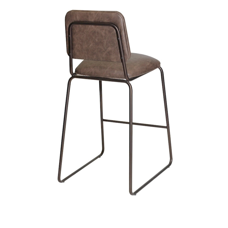 Tabouret de bar rétro du milieu du siècle avec assise en similicuir — Acier de qualité commerciale, hauteur comptoir et bar