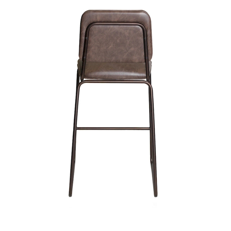 Tabouret de bar rétro du milieu du siècle avec assise en similicuir — Acier de qualité commerciale, hauteur comptoir et bar