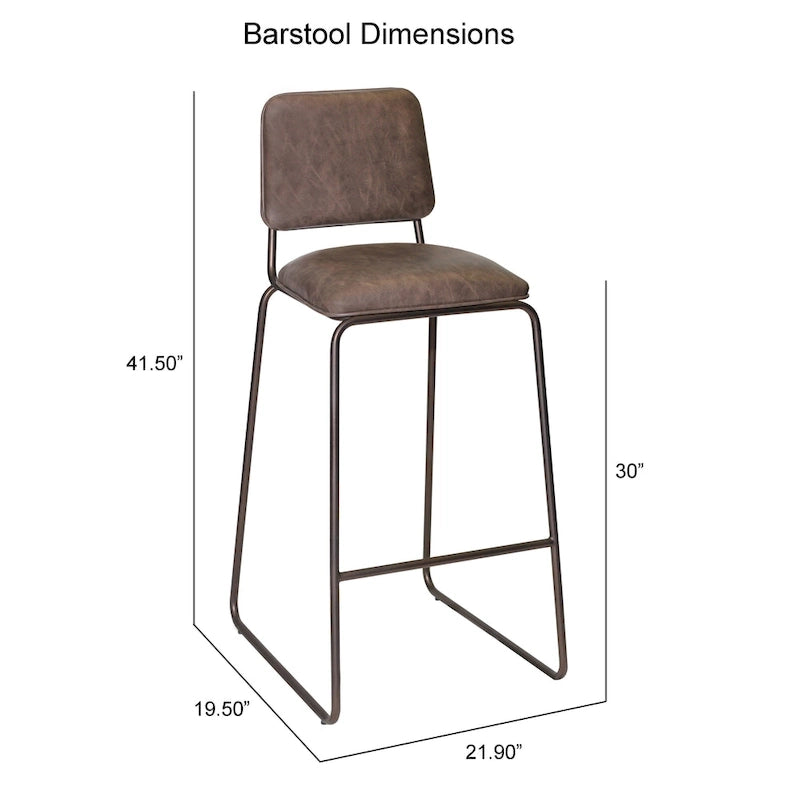Tabouret de bar rétro du milieu du siècle avec assise en similicuir — Acier de qualité commerciale, hauteur comptoir et bar
