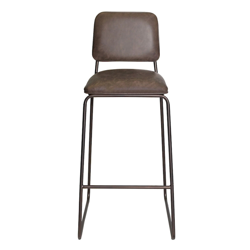 Tabouret de bar rétro du milieu du siècle avec assise en similicuir — Acier de qualité commerciale, hauteur comptoir et bar