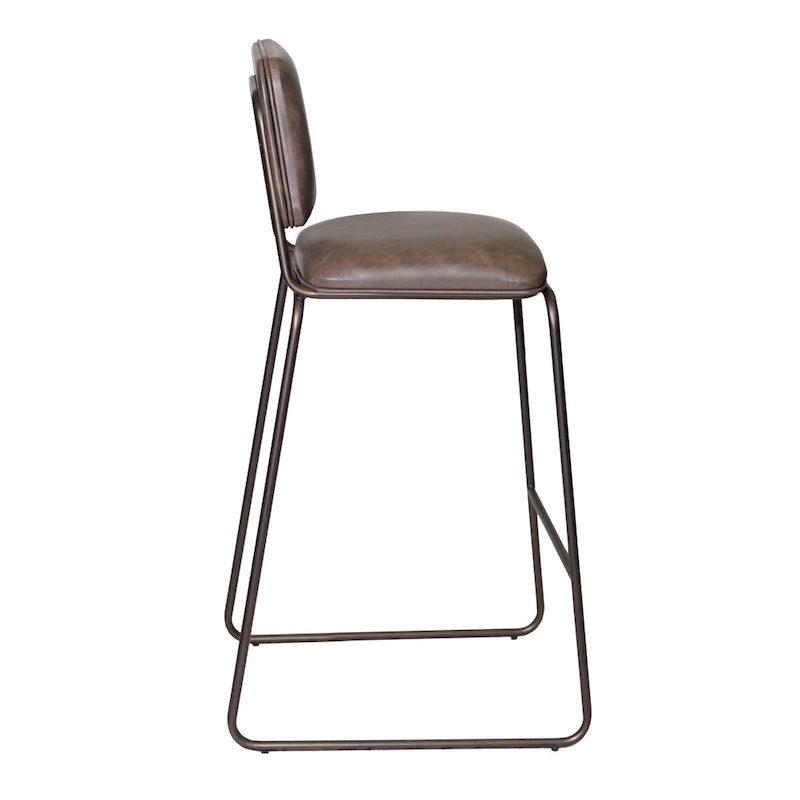 Tabouret de bar rétro du milieu du siècle avec assise en similicuir — Acier de qualité commerciale, hauteur comptoir et bar