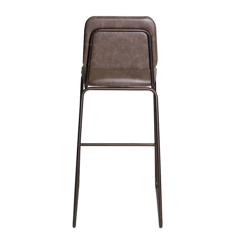 Tabouret de bar rétro du milieu du siècle avec assise en similicuir — Acier de qualité commerciale, hauteur comptoir et bar