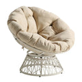 Fauteuil pivotant Papasan avec coussin touffeté épais et cadre en résine tressée — 101,6 cm (L) × 89,5 cm (H)