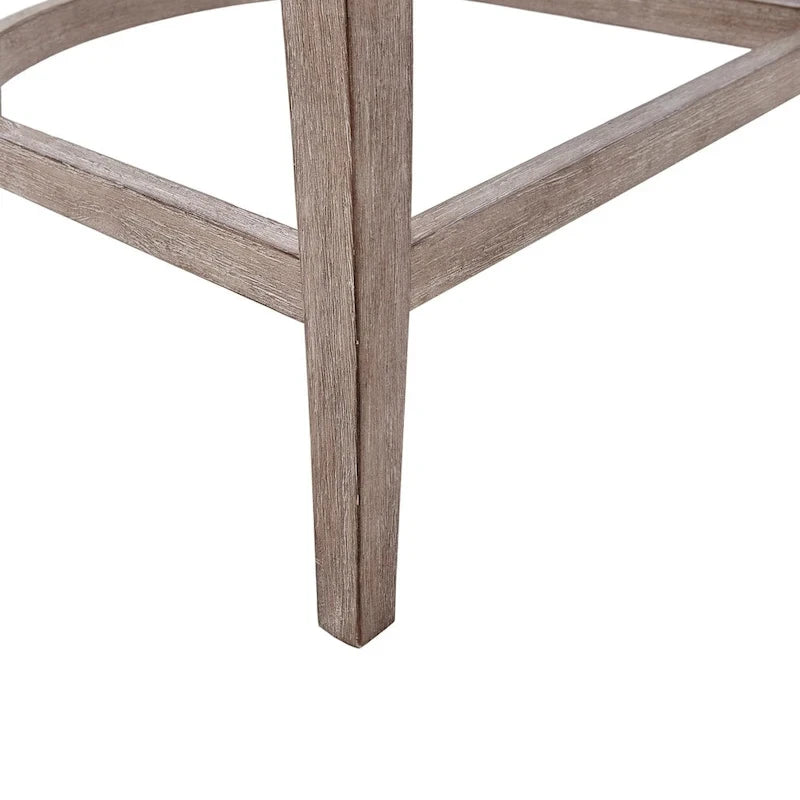 Tabouret de comptoir rembourré naturel avec structure en bois massif et clous décoratifs en bronze — 53,3 cm (l) × 62,2 cm (P) × 94,6 cm (H)