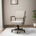 Chaise de bureau pivotante à hauteur réglable avec garniture cloutée (mi-dossier) – Mélange de lin, capacité de 250 lb