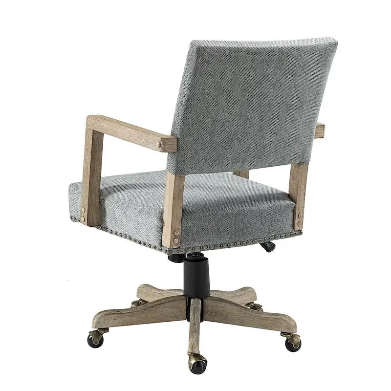 Chaise de bureau pivotante à hauteur réglable avec garniture cloutée (mi-dossier) – Mélange de lin, capacité de 250 lb