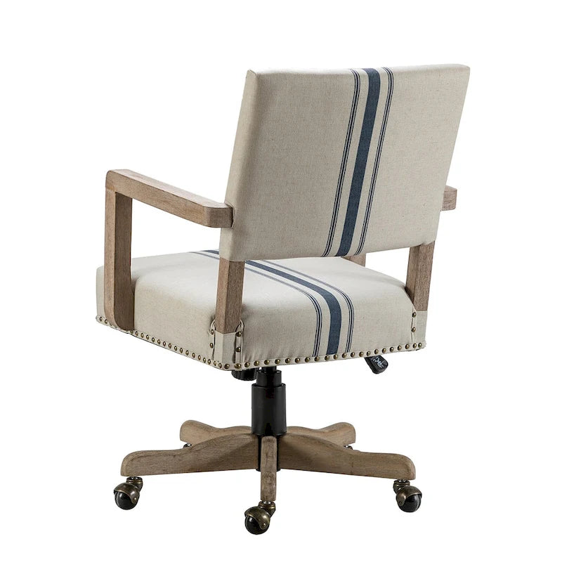 Chaise de bureau pivotante à hauteur réglable avec garniture cloutée (mi-dossier) – Mélange de lin, capacité de 250 lb