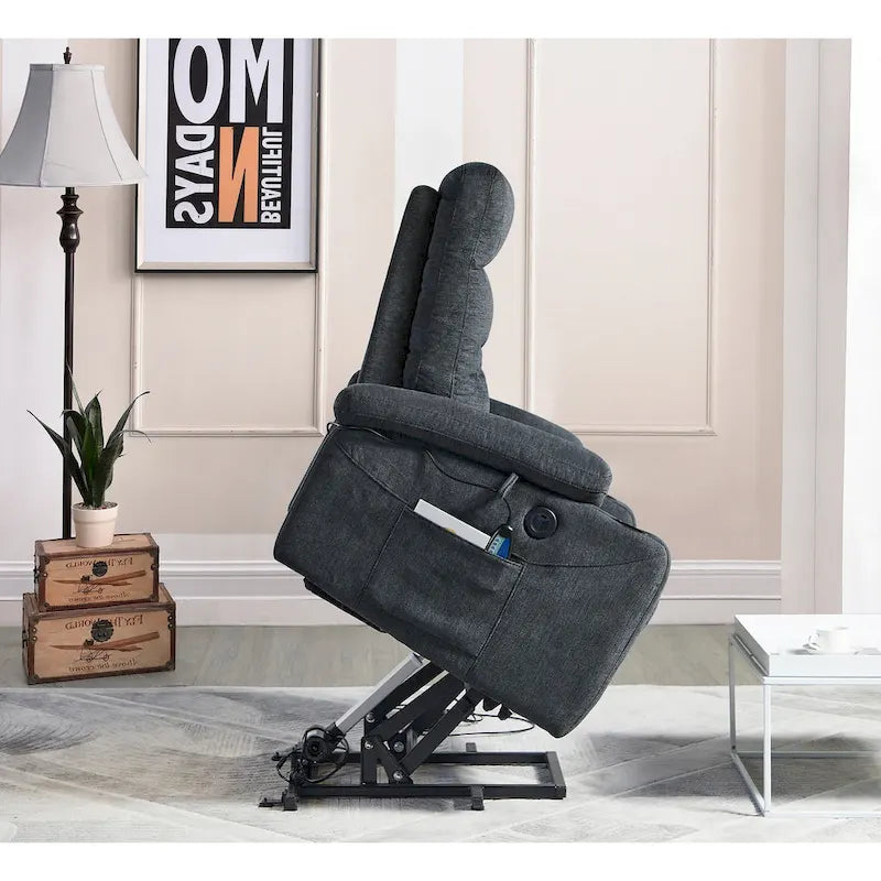 Fauteuil inclinable releveur avec massage, chauffage, porte-gobelets et chargement USB