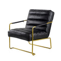 Fauteuil d'appoint rembourré avec cadre en fer doré et cuir PU noir — Capacité de 159 kg
