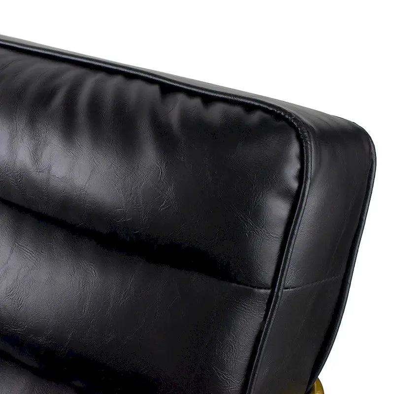 Fauteuil d'appoint rembourré avec cadre en fer doré et cuir PU noir — Capacité de 159 kg