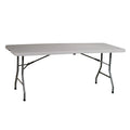 Table pliante multi-usage 6 pieds en résine avec plateau rabattable au centre – Blanc