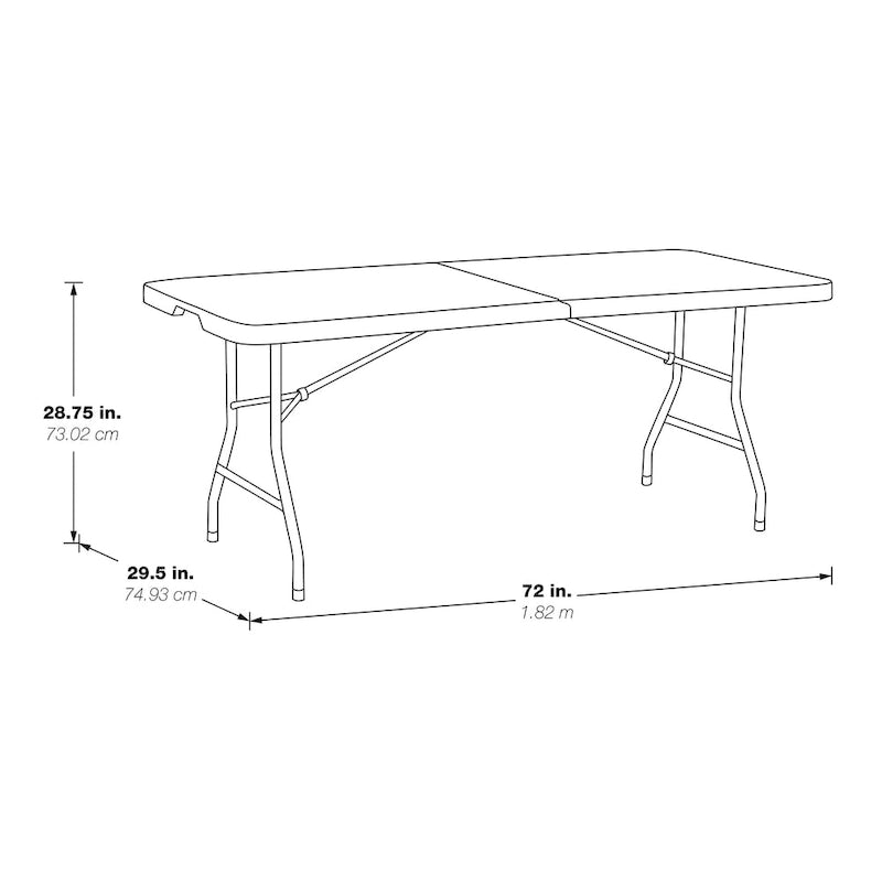 Table pliante multi-usage 6 pieds en résine avec plateau rabattable au centre – Blanc