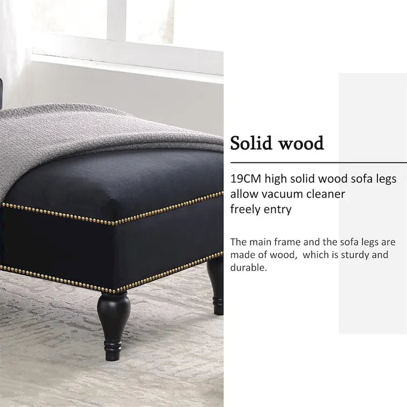Velours – Méridienne capitonnée avec accoudoir droit, 147 cm – Noir / Rose / Blanc
