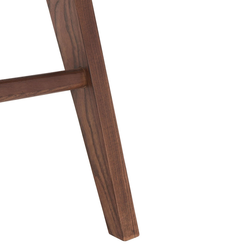 Fauteuil en bois de frêne massif avec dossier en rotin et coussin rembourré — 53 cm L × 58 cm P × 86 cm H