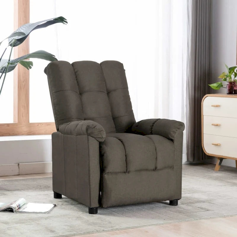 Fauteuil inclinable en tissu avec dossier et repose-pieds réglables – Taupe