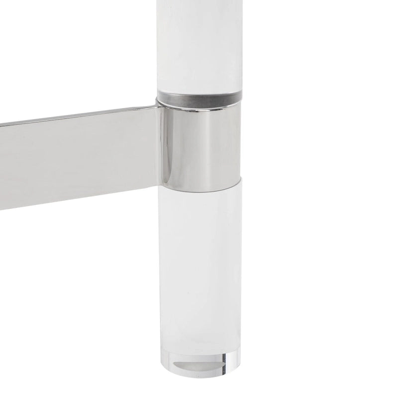 Table d'appoint d'appoint en acrylique transparent avec détail argenté — 50,8 cm L × 50,8 cm P × 61 cm H
