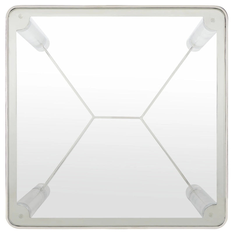Table d'appoint d'appoint en acrylique transparent avec détail argenté — 50,8 cm L × 50,8 cm P × 61 cm H