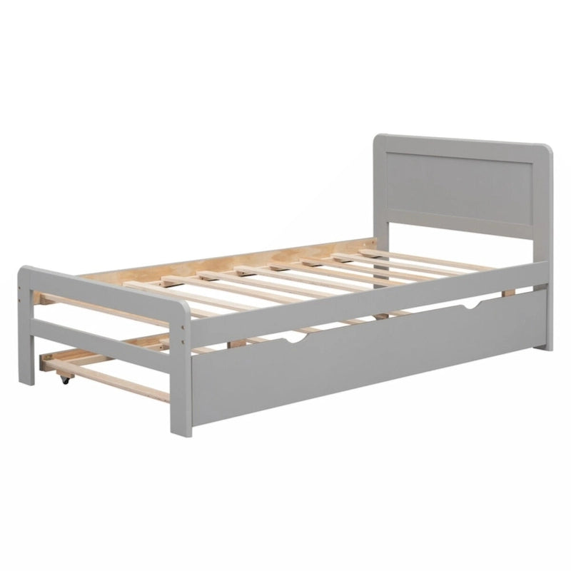 Cadre de lit plateforme double avec lit gigogne et 2 tiroirs de rangement — Style moderne