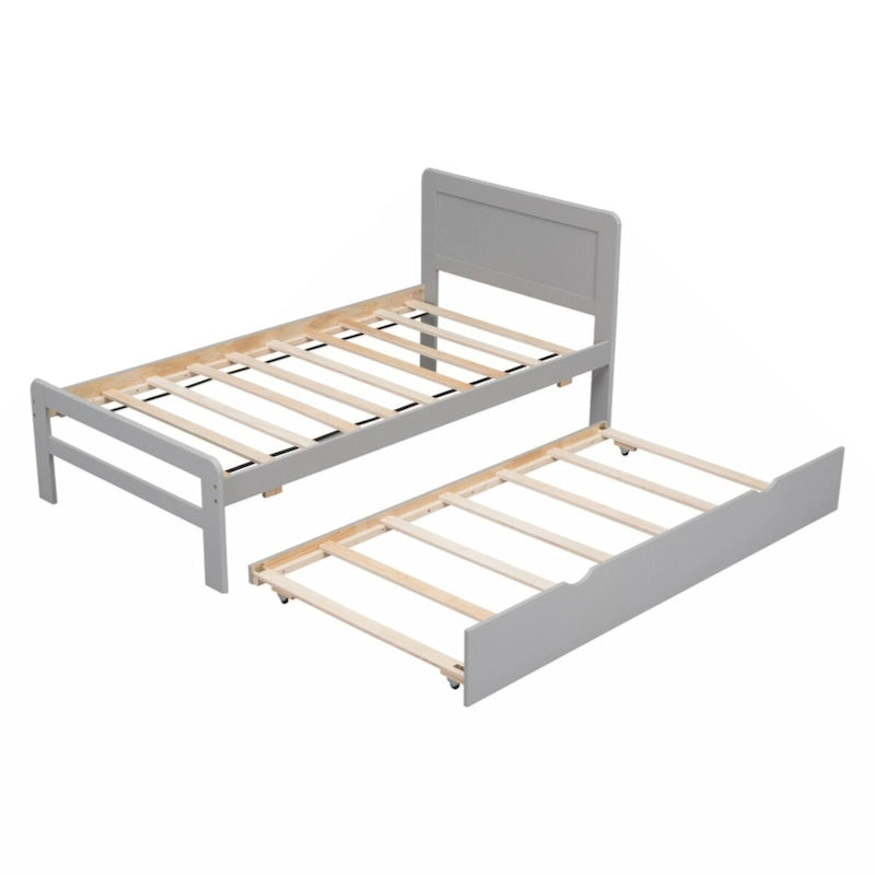 Cadre de lit plateforme double avec lit gigogne et 2 tiroirs de rangement — Style moderne