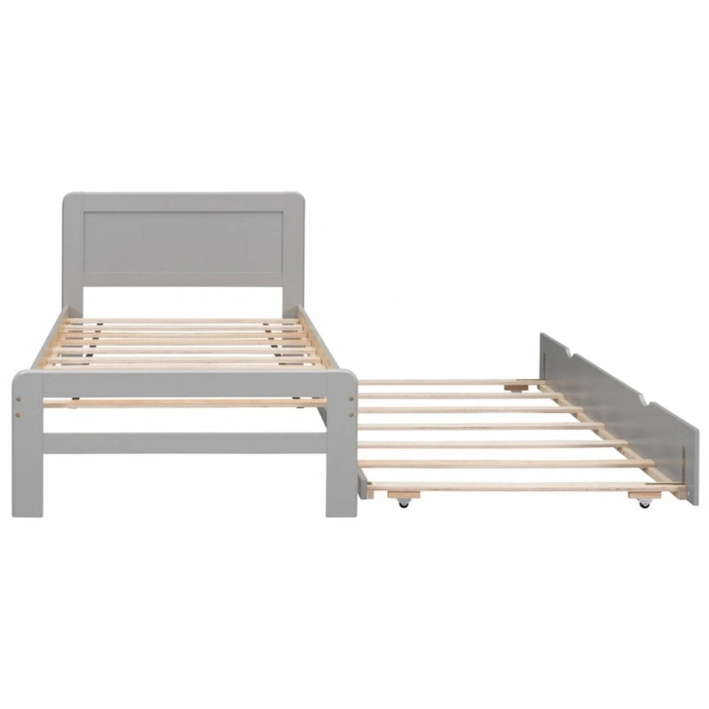 Cadre de lit plateforme double avec lit gigogne et 2 tiroirs de rangement — Style moderne