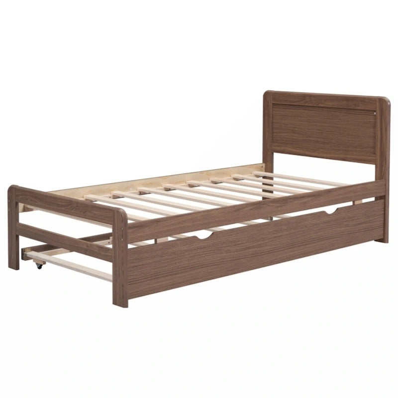Cadre de lit plateforme double avec lit gigogne et 2 tiroirs de rangement — Style moderne
