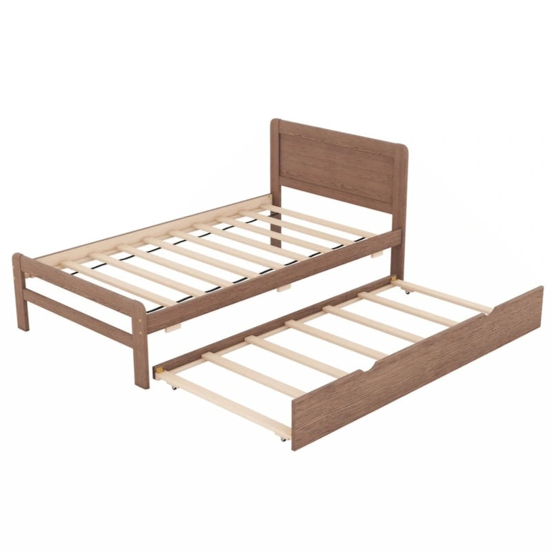 Cadre de lit plateforme double avec lit gigogne et 2 tiroirs de rangement — Style moderne