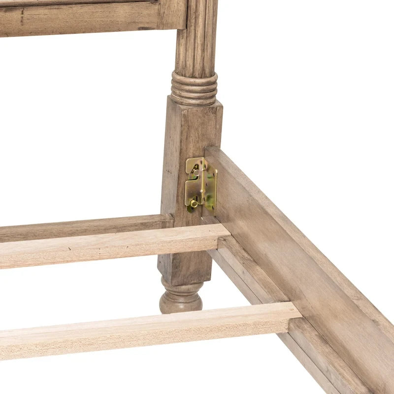 Cadre de lit en bois massif avec finition grain de bois naturel — Grand lit et très grand lit