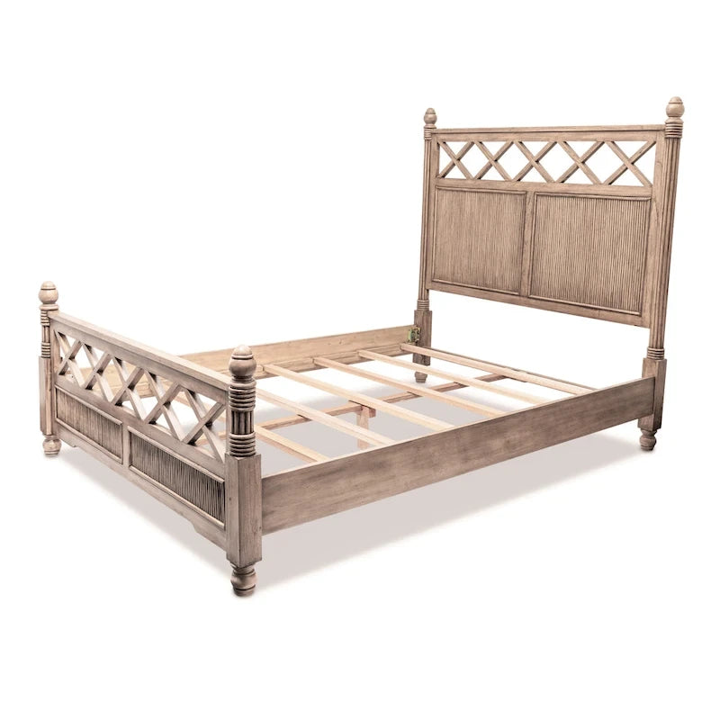 Cadre de lit en bois massif avec finition grain de bois naturel — Grand lit et très grand lit