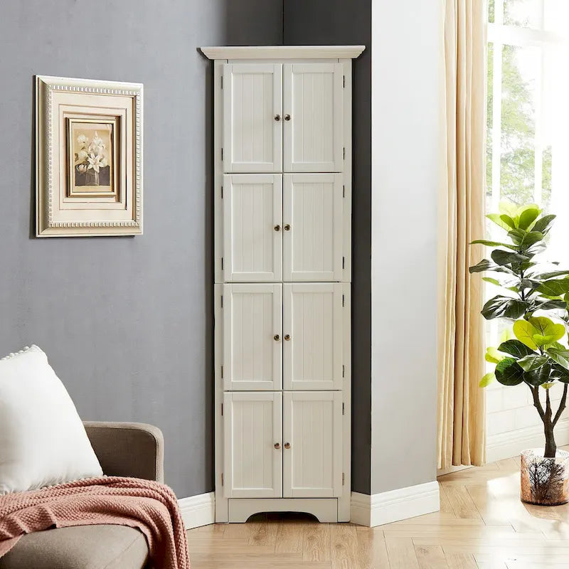 Armoire haute de rangement avec 4 étagères et portes — 61,6 cm (L) × 31,1 cm (l) × 182,9 cm (H), noir et blanc