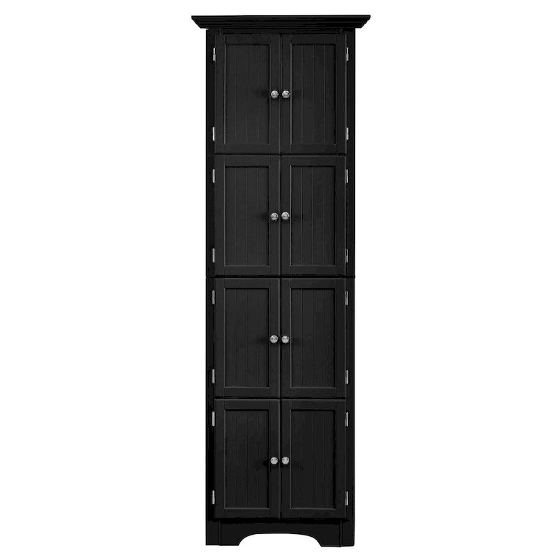 Armoire haute de rangement avec 4 étagères et portes — 61,6 cm (L) × 31,1 cm (l) × 182,9 cm (H), noir et blanc