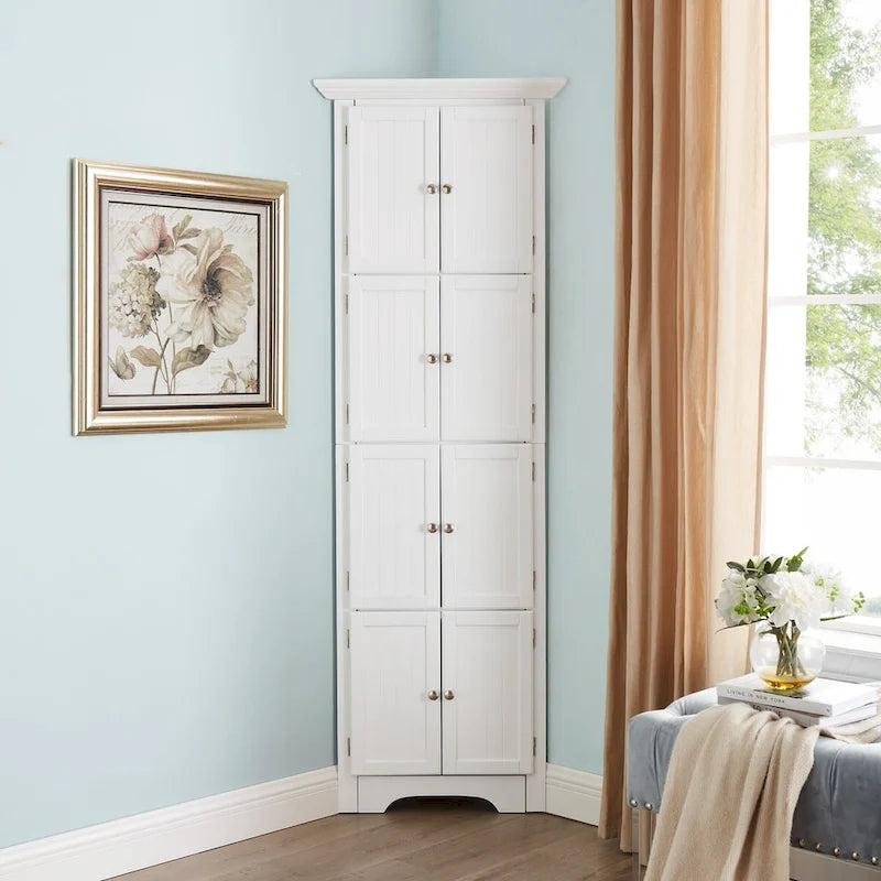 Armoire haute de rangement avec 4 étagères et portes — 61,6 cm (L) × 31,1 cm (l) × 182,9 cm (H), noir et blanc