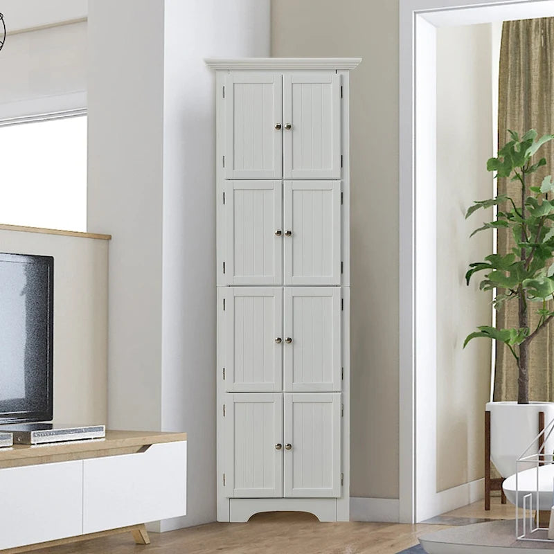 Armoire haute de rangement avec 4 étagères et portes — 61,6 cm (L) × 31,1 cm (l) × 182,9 cm (H), noir et blanc