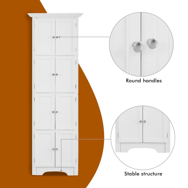 Armoire haute de rangement avec 4 étagères et portes — 61,6 cm (L) × 31,1 cm (l) × 182,9 cm (H), noir et blanc