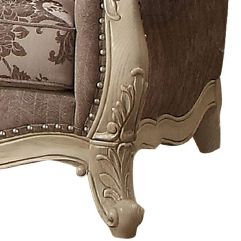 Causeuse en tissu avec volutes et pieds galbés Crown