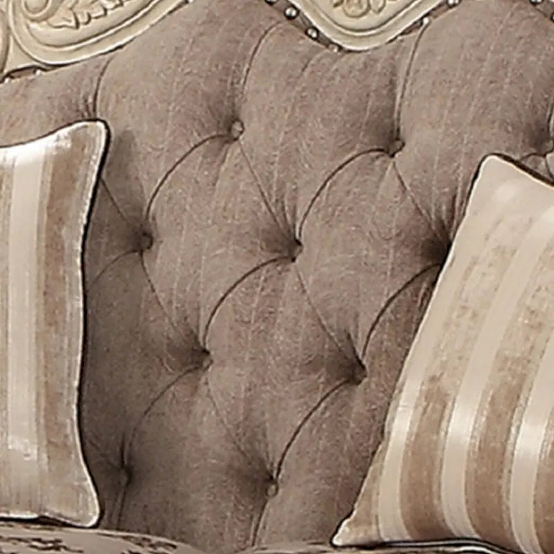 Causeuse en tissu avec volutes et pieds galbés Crown