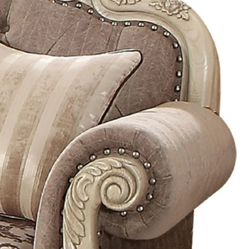 Causeuse en tissu avec volutes et pieds galbés Crown