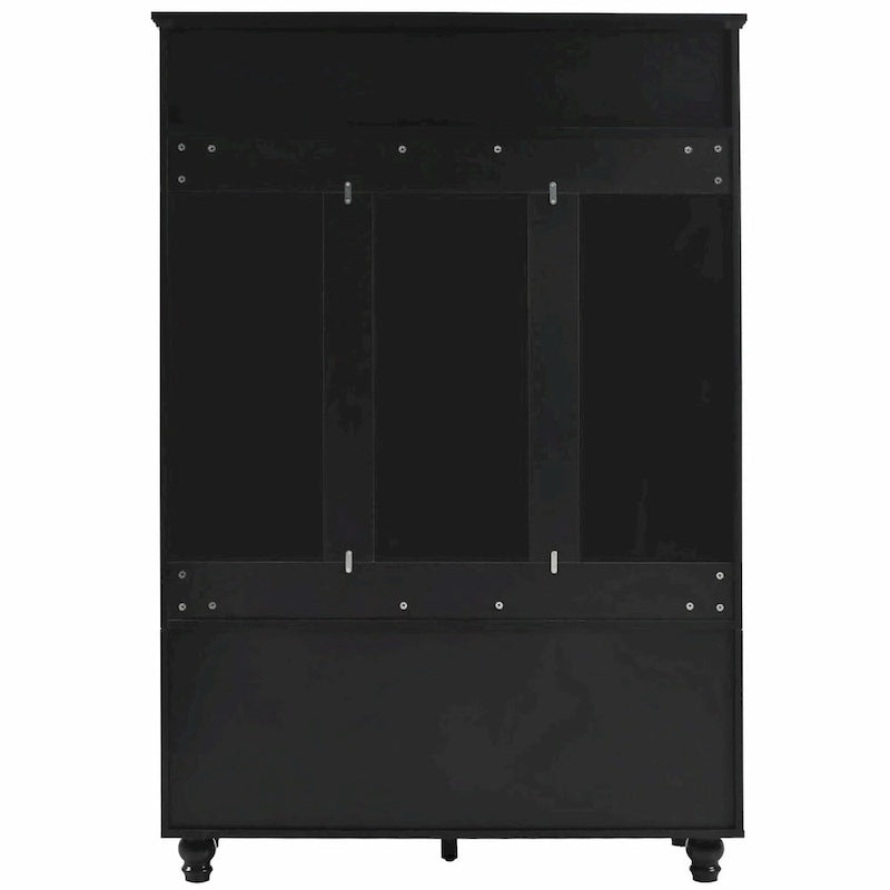Portemanteau d'entrée 5-en-1 avec banc de rangement, portes persiennes, patères et coussin