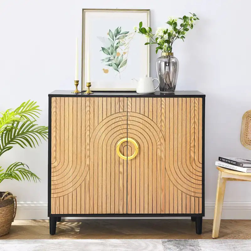 Meuble de rangement moderne avec portes et étagères réglables
