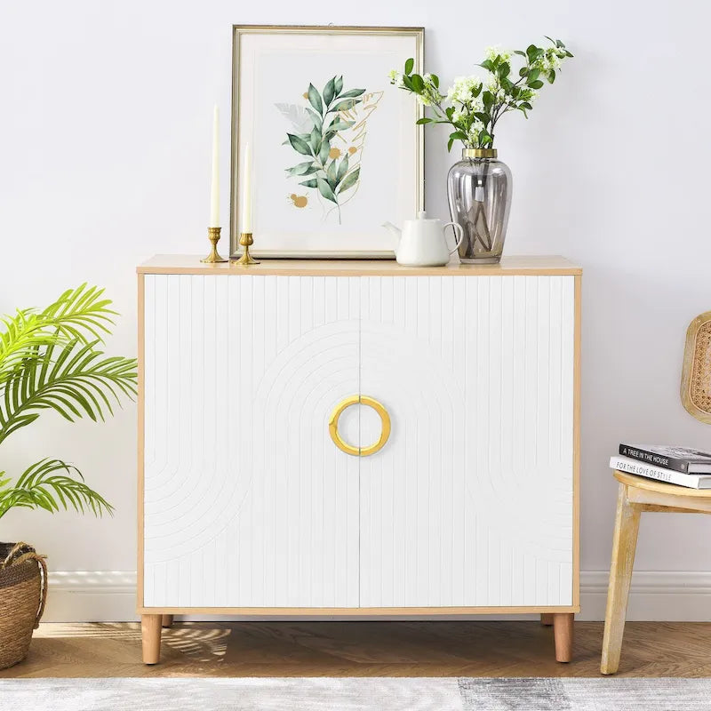 Meuble de rangement moderne avec portes et étagères réglables