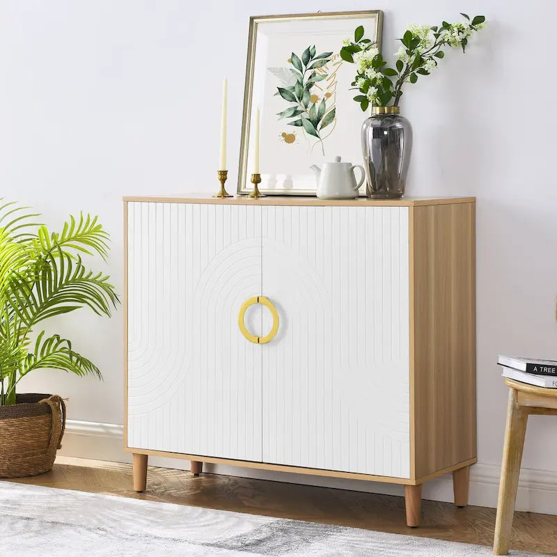 Meuble de rangement moderne avec portes et étagères réglables