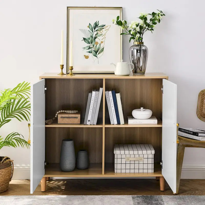 Meuble de rangement moderne avec portes et étagères réglables