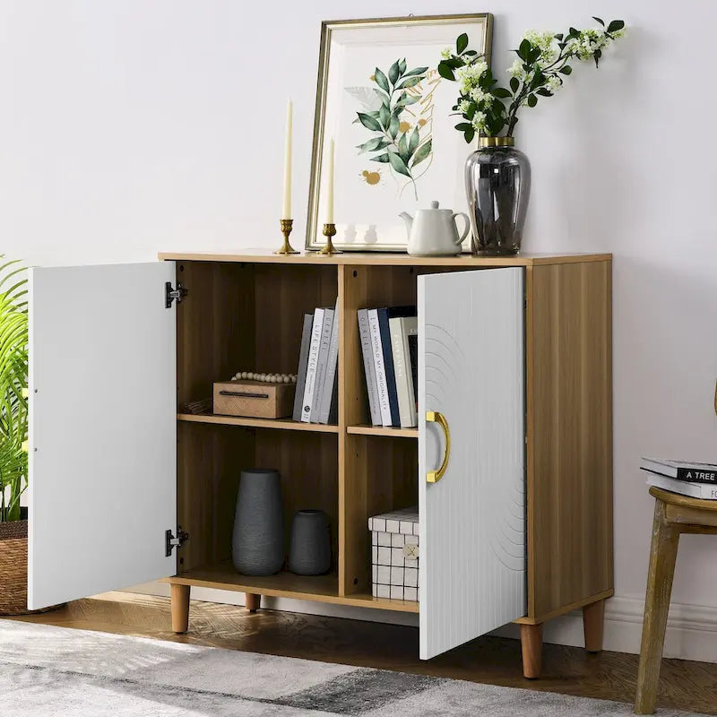 Meuble de rangement moderne avec portes et étagères réglables