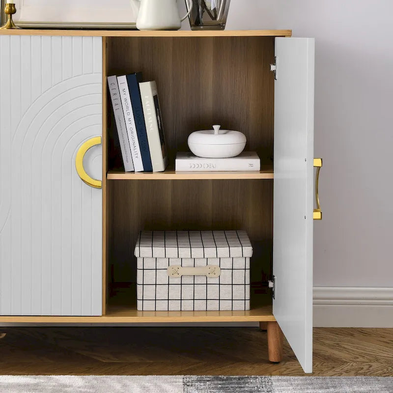 Meuble de rangement moderne avec portes et étagères réglables