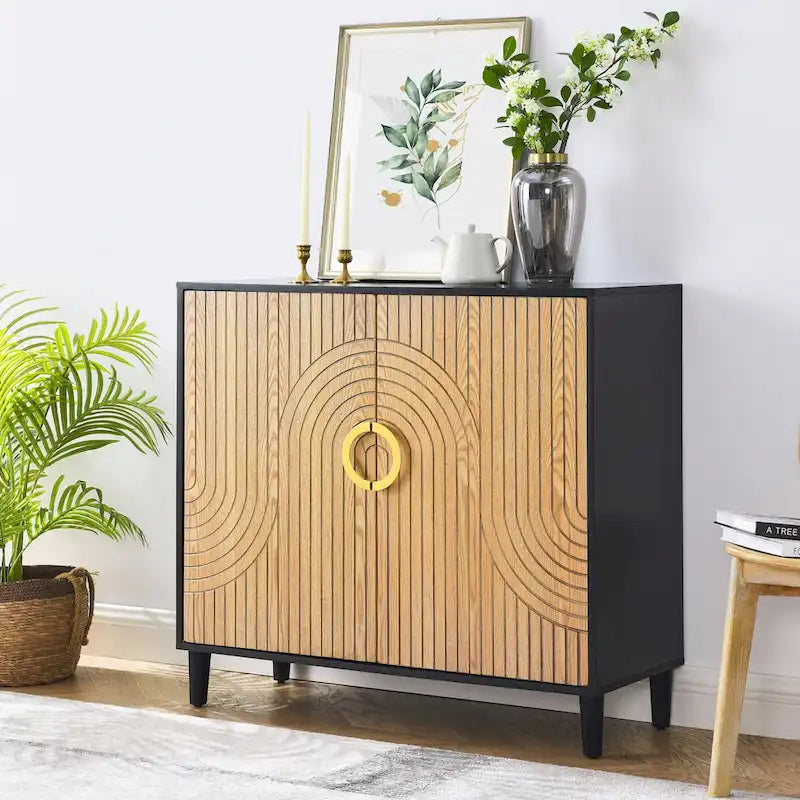 Meuble de rangement moderne avec portes et étagères réglables