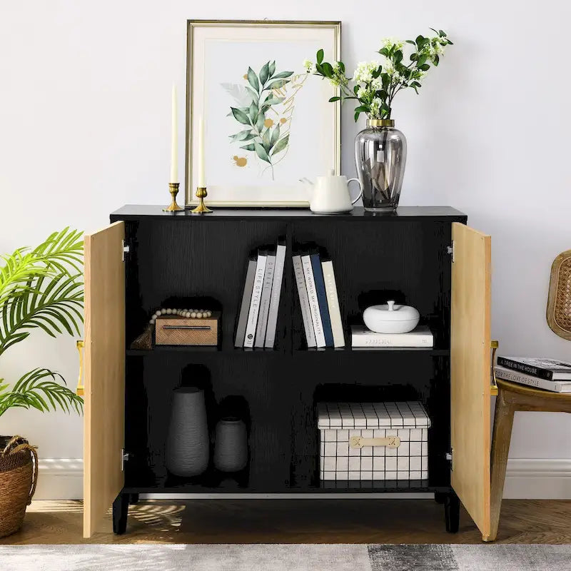 Meuble de rangement moderne avec portes et étagères réglables