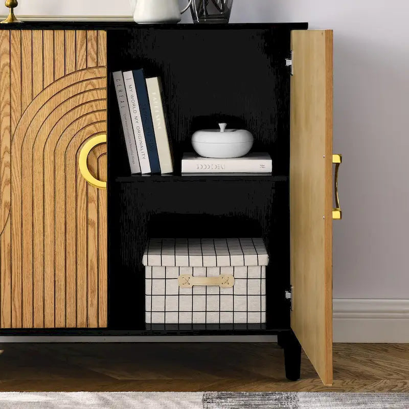 Meuble de rangement moderne avec portes et étagères réglables