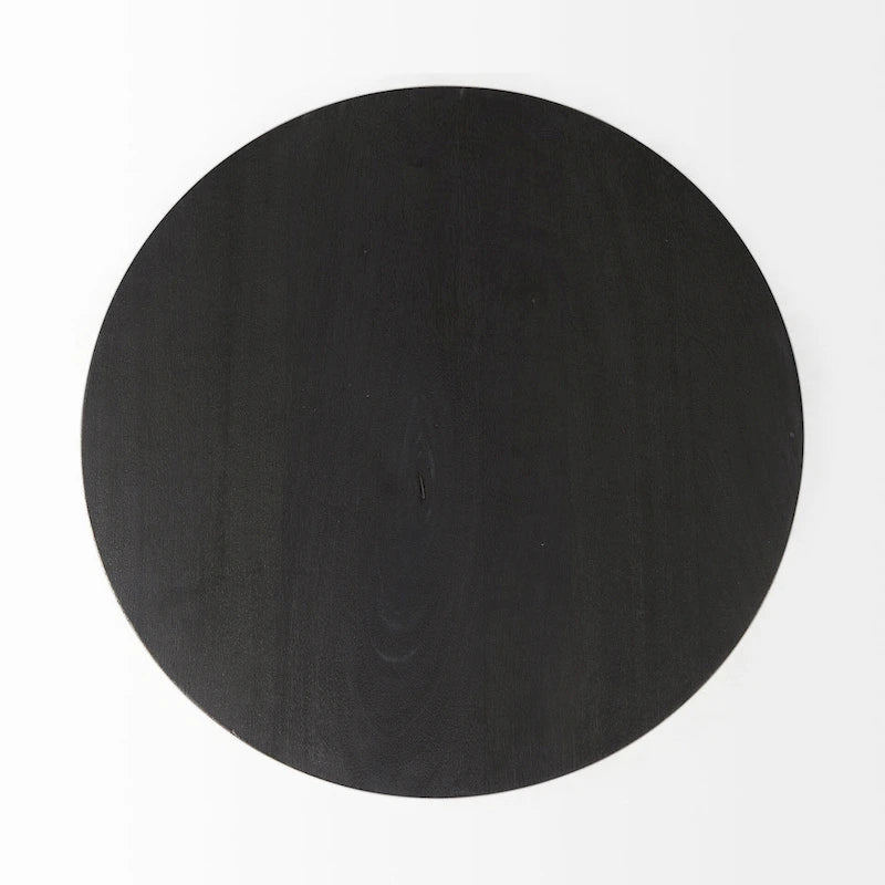 Table d'appoint piédestal moderne en bois massif avec détails en tige métallique — 61 cm (H) × 51 cm (l) × 51 cm (P)