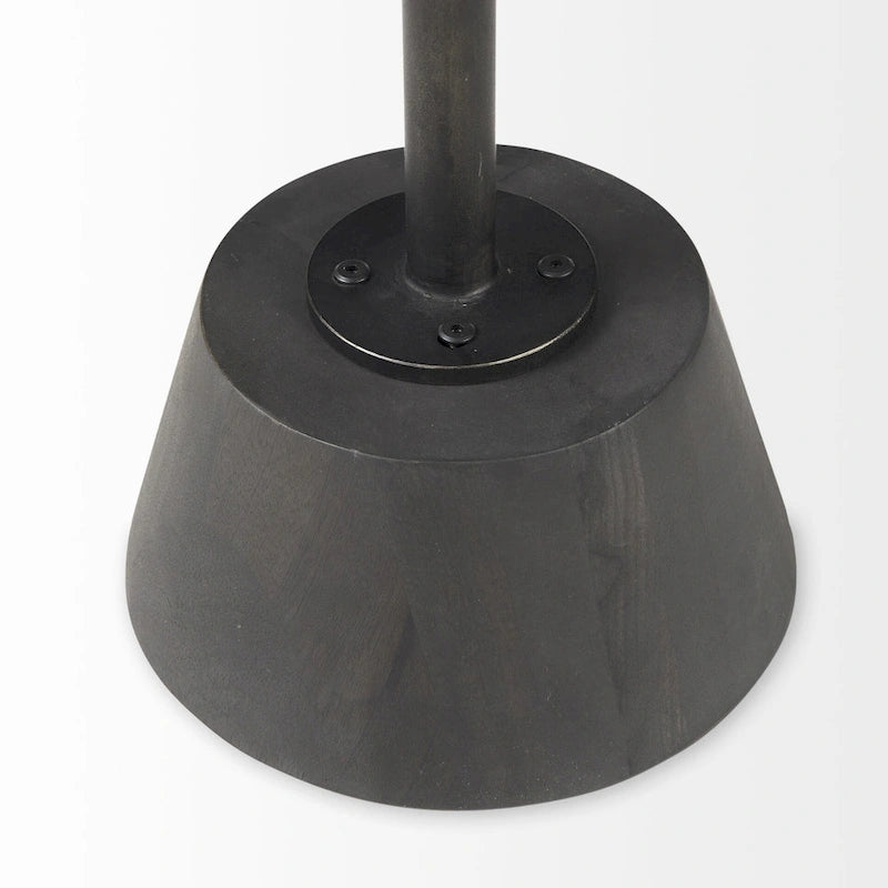 Table d'appoint piédestal moderne en bois massif avec détails en tige métallique — 61 cm (H) × 51 cm (l) × 51 cm (P)