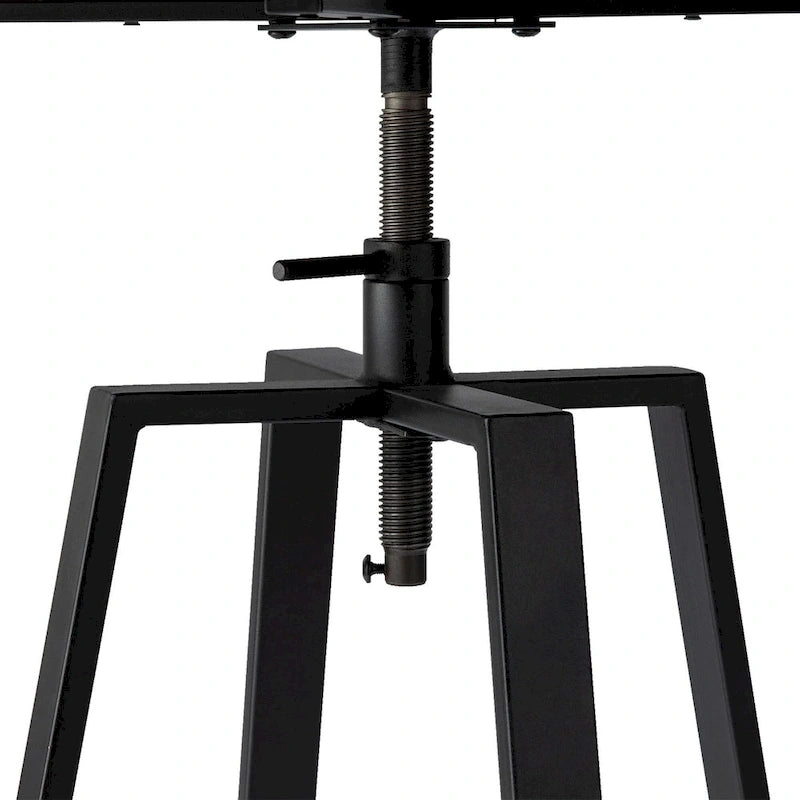 Table de bar ronde à hauteur réglable avec plateau aspect bois et structure en acier — Style industriel, plateau de 59,7 cm