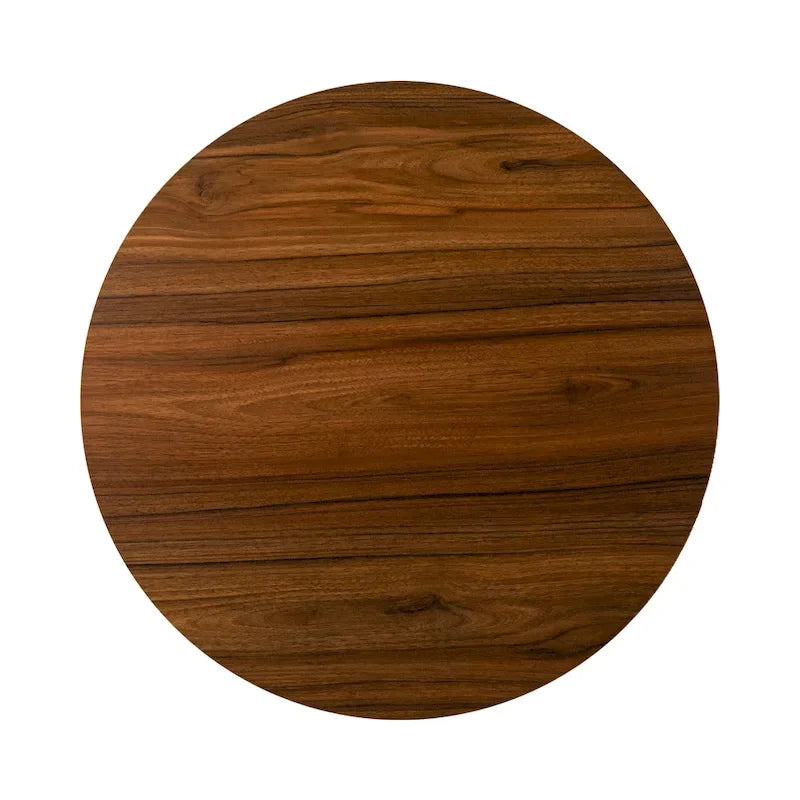Table de bar ronde à hauteur réglable avec plateau aspect bois et structure en acier — Style industriel, plateau de 59,7 cm